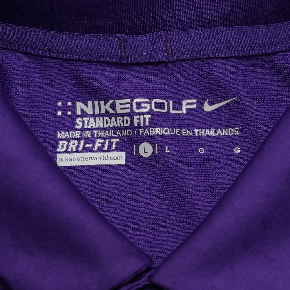 Nike Golf Dri-FIT Polo Shirt Mens Large Purple Swoosh Performance Golf - Picture 7 of 15